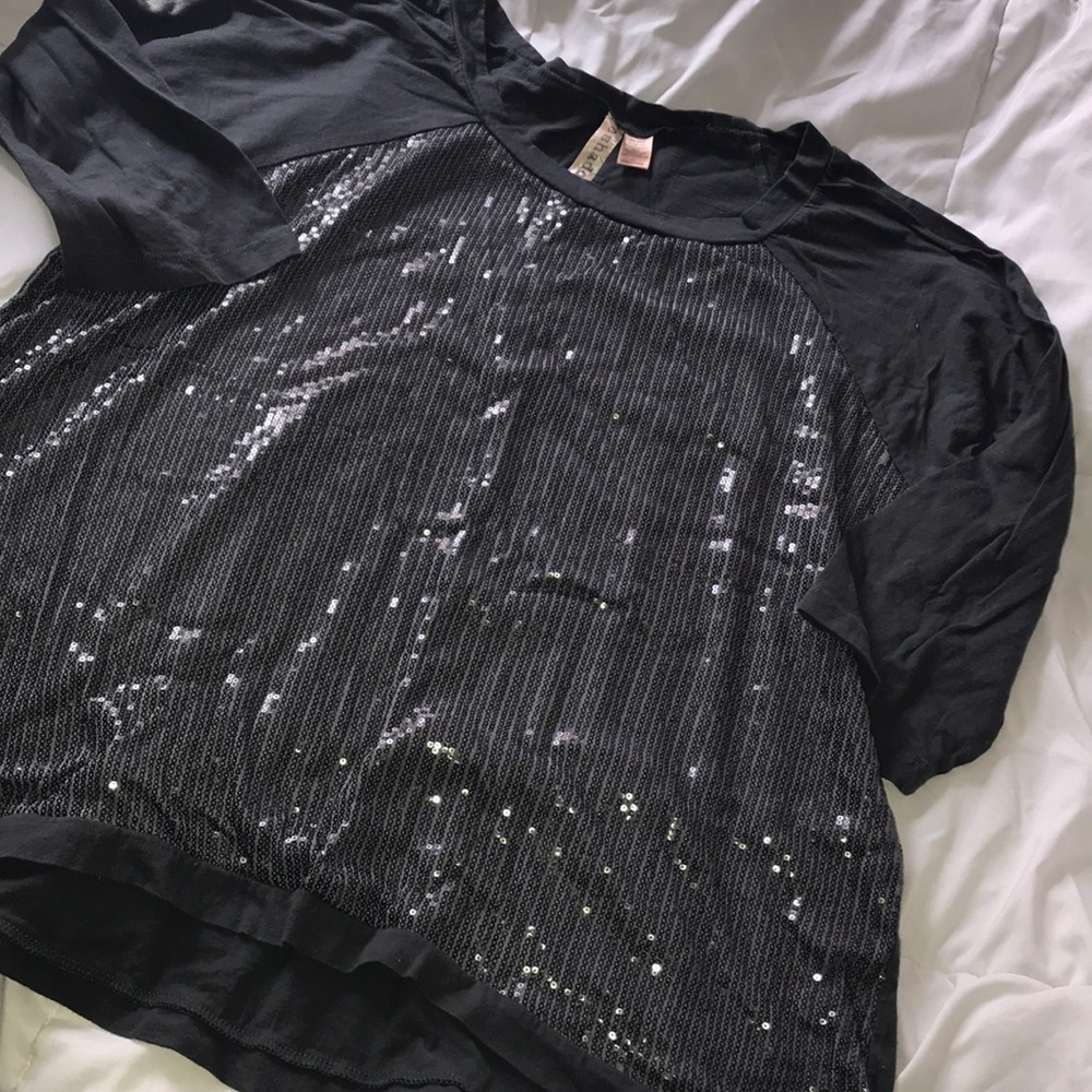 High-low Sequin top